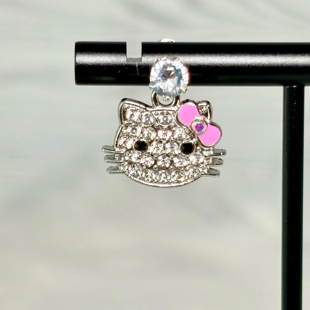 Hello‎ Kitty Crystal Earrings with Pink Bow